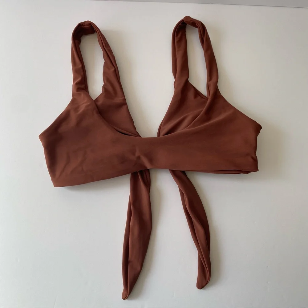 Zaful Bikini Top Tie-Front rust size small‎